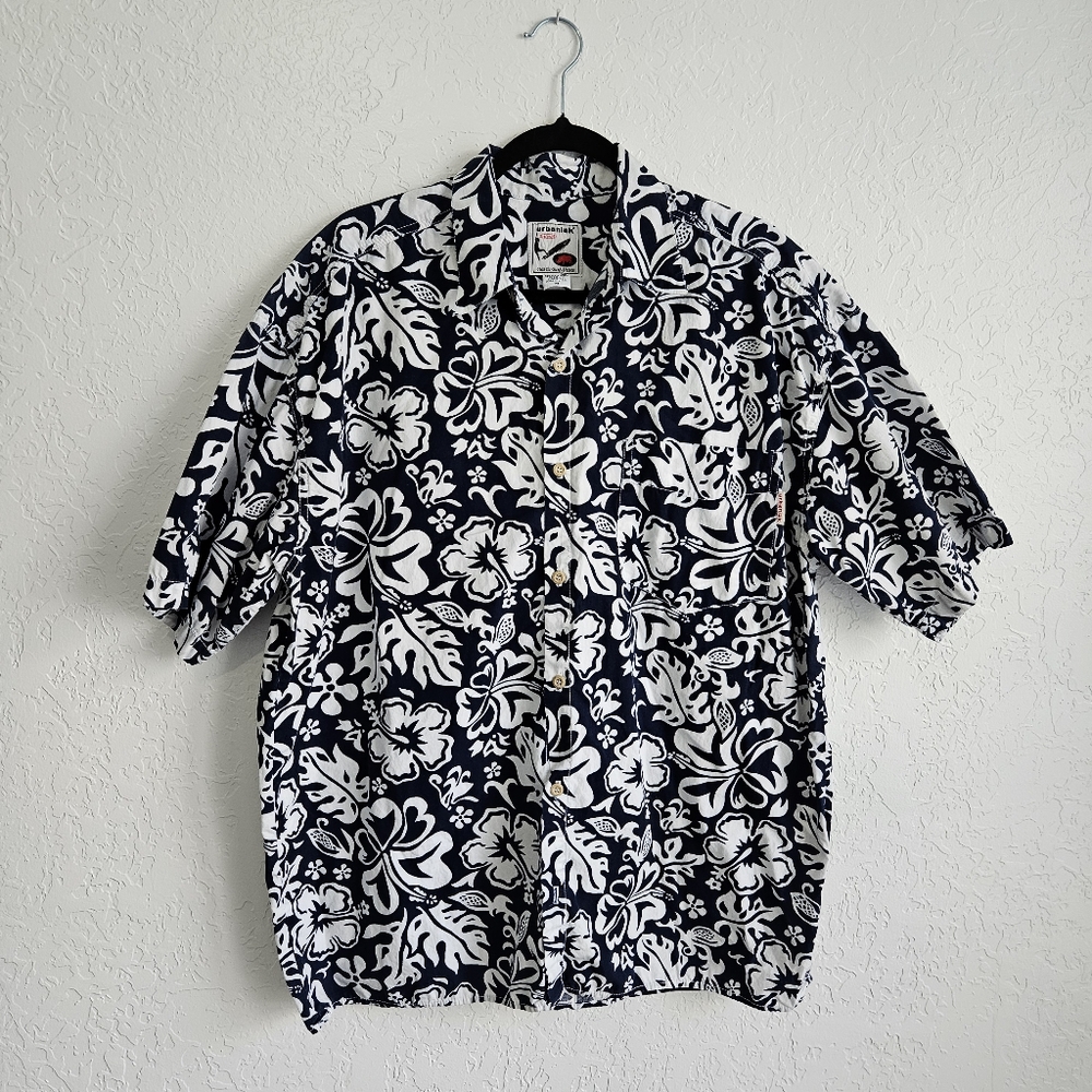 Mens Sz Med Urbaniak Surf Shirt Button Up Short Sleeve Vacation Beach Tropical